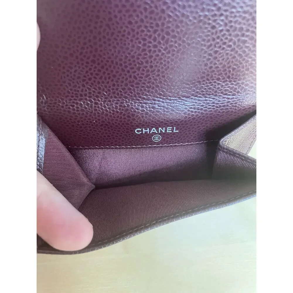 Chanel NEW Wallet Caviar Brown Leather CC Logo Bifold with Coin Pouch Timeless